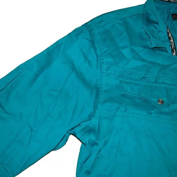 G by Guess Shirt Men's L Blue Enamel Snap Button Made In India - Picture 6 of 9